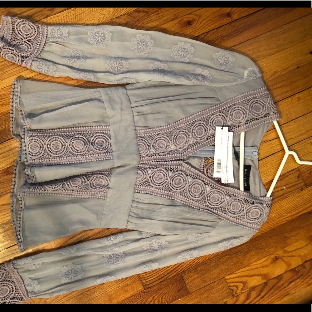 Purple lace low-cut blouse